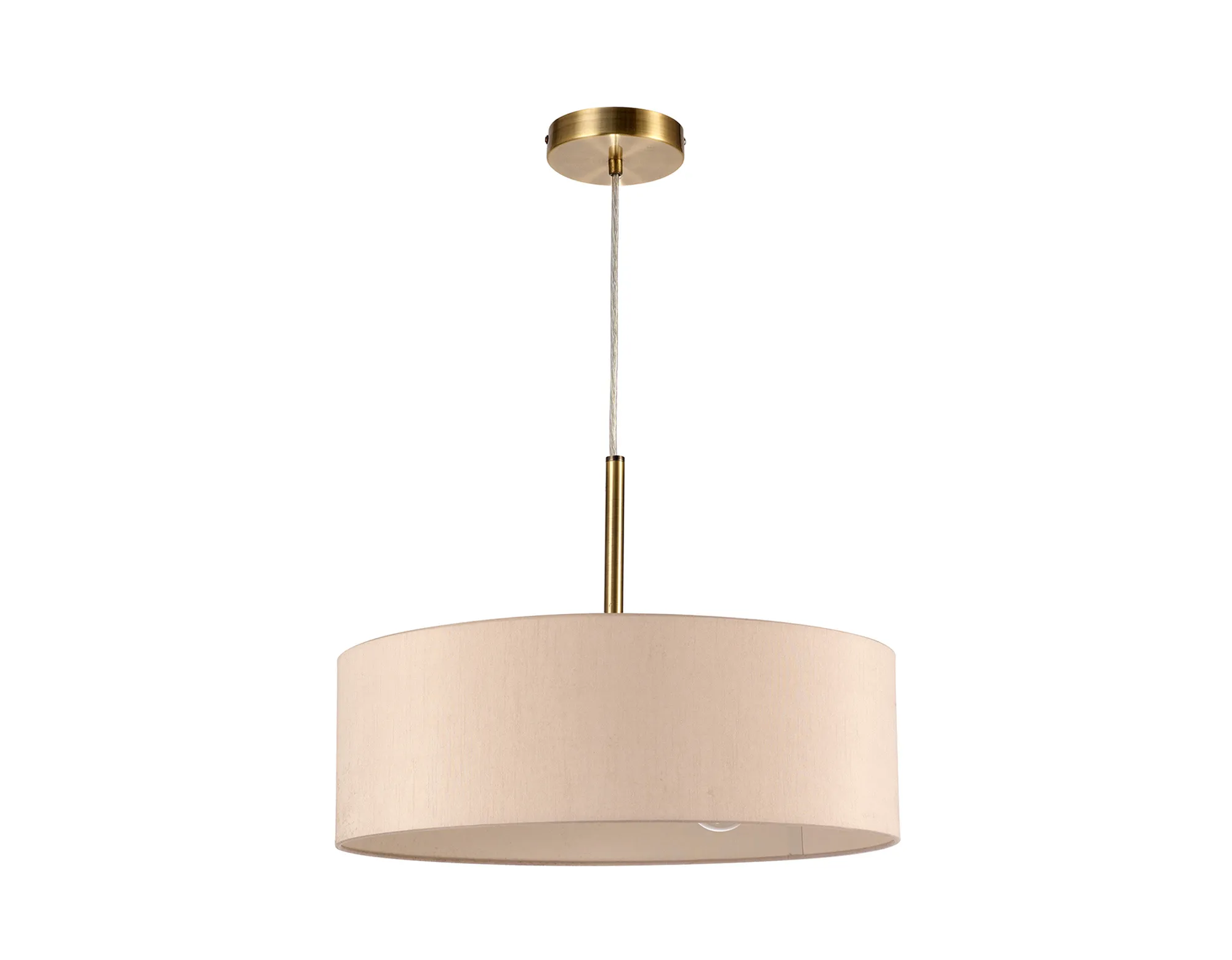Baymont 45cm 3 Light Pendant Antique Brass, Nude Beige/Moonlight DK0705  Deco Baymont AB NU